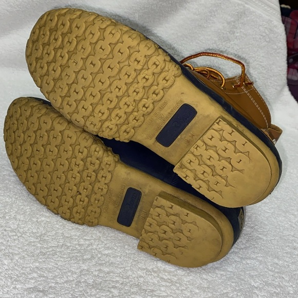 LL BEAN Classic Brown Leather blue Rubber 6” Duck Boots 212880 women’s sz 6m - Picture 8 of 9